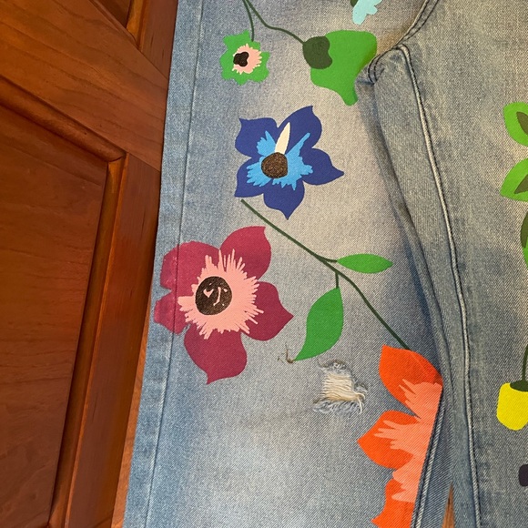 Misslook painted floral distressed jeans - Picture 3 of 6